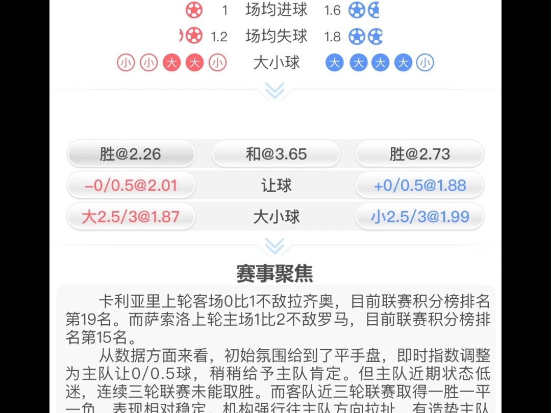 包含萨索洛主场逆转卡利亚里，取得三分的词条